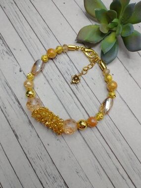 New Hand Crafted Beaded Chunky Cluster Bracelet, is Adjustable